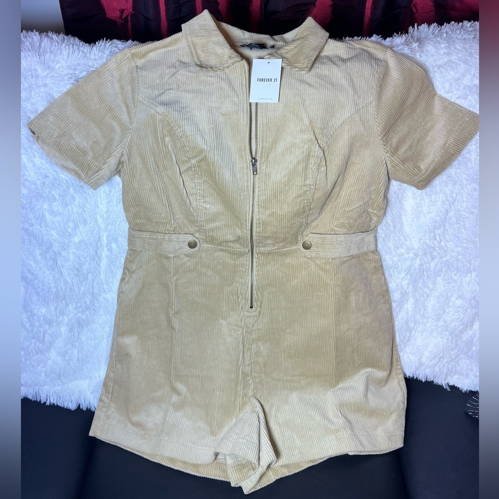FOREVER 21 khaki color- corduroy jumpsuit/romper PLUS SIZE 1 X
